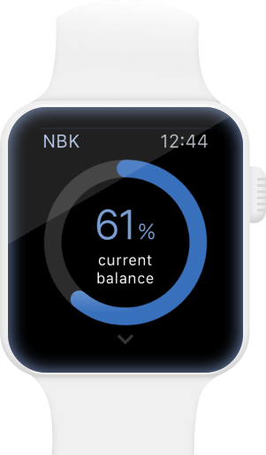 NBK banking app on smartwatch