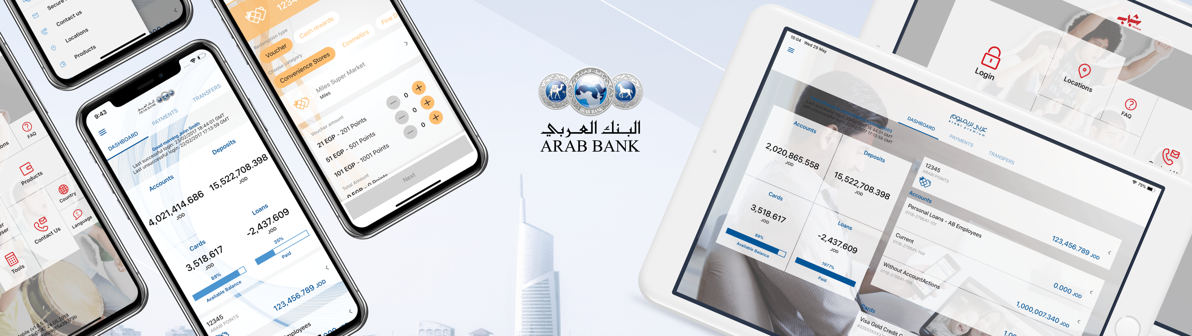 Arab Bank mobile banking app illustration